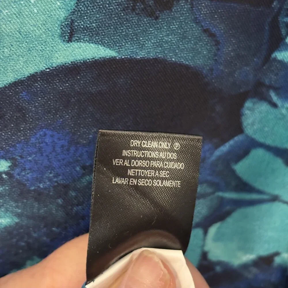 Tahari Arthur S. Levine Floral Sleeveless Maxi Dress Size 12 Blue/Teal Satin - Picture 11 of 11